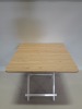 6 X LIGHT OAK COLOURED SQUARE TABLES SIZE - 80CM - (NOTE: FACTORY SECONDS SOME VENEER MAY BE LIFTING, MINOR SCRATCHES) - BOXED