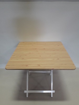 6 X LIGHT OAK COLOURED SQUARE TABLES SIZE - 80CM - (NOTE: FACTORY SECONDS SOME VENEER MAY BE LIFTING, MINOR SCRATCHES) - BOXED