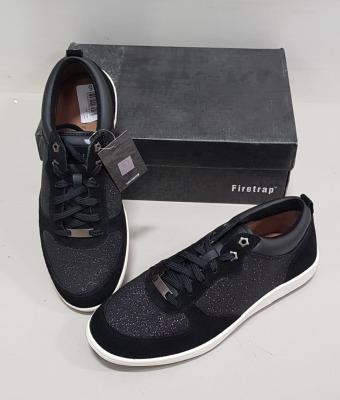8 X BRAND NEW FIRETRAP JOY HITOP BLACK / GLITTER SHOES SIZE 7