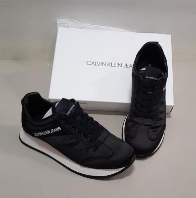 3 X BRAND NEW CALVIN KLEIN JILL LOW TOP LACE UP SATIN BLACK SHOES UK SIZE 5