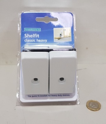 100 X BRAND NEW SHELF IT HEADY DUTY ( PAIR OF 2 ) IN WHITE ( COMES IN 2 BOXES