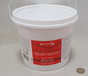 120 X BRAND NEW REEVES TEMPERA POWDER ( BRILLIANT RED ) - 2KG TUBS ( COMES IN 20 BOXES )