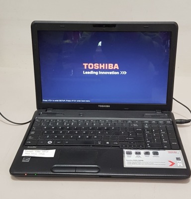 1 X TOSHIBA C660 LAPTOP - HARD DRIVE WIPED - NO OS - WITH CHARGER