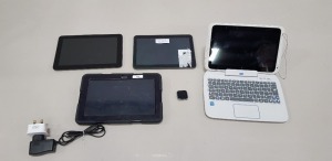 4 PIECE LOT TO INCLUDE PIPO M9 TABLET - 10 SCREEN , 16GB STORAGE - COMES WITH CHARGER , DELL 10 TABLET , FITBIT VERSA WATCH AND CYCLONE VOYGER TABLET ( PLEASE NOTE ALL FOR SPARES )