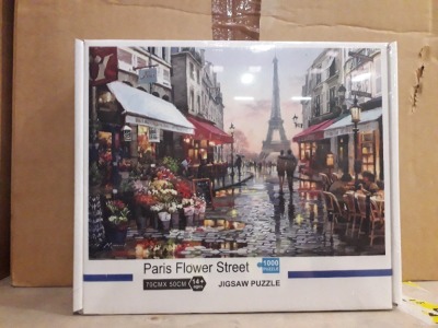 128 X BRAND NEW PARIS FLOWER STREET 70 CM X 50 CM JIGSAW PUZZLES - COMES IN 4 BOXES