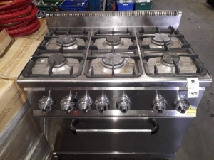 1 X STAINLESS STEEL 6 RING GAS BURNER OVEN