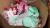 FULL PALLET OF CLOTHING CONTAINING MULTI COLOURED SCARFS, SANTA HATS, PINK LEGGINGS, GREEM LEGGINGS, WHITE THONGS AND LADY PYJAMA SET AND FLORAL PRINT CARDIGANS ETC