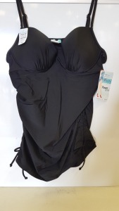 15 X BRAND NEW SPANX PUSHUP TANKINIS IN JET BLACK SIZE XL RRP $34.99 (TOTAL RRP $524.85)