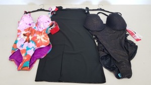 7 PIECE MIXED SPANX LOT CONTAINING 3 X SPANX BLACK & GOLD ONE PIECE SWIMSUITS AND 4 X SPANX AQUA MARINE ONE PIECE SWIMSUITS