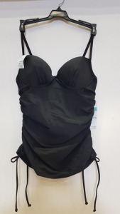 20 X BRAND NEW SPANX JET BLACK PUSH UP TANKINIS SIZE SMALL AND MEDIUM RRP $34.99 (TOTAL RRP $699.80)