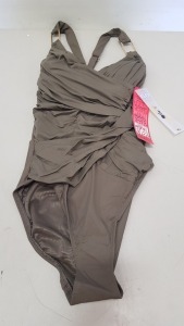 7 X BRAND NEW SPANX PEWTER DRAPED ONE PIECE SWIMSUITS SIZE 6 RRP $198.00 (TOTAL RRP $1386.00)