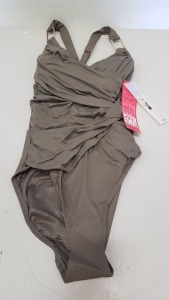 7 X BRAND NEW SPANX PEWTER DRAPED ONE PIECE SWIMSUITS SIZE 6 RRP $198.00 (TOTAL RRP $1386.00)