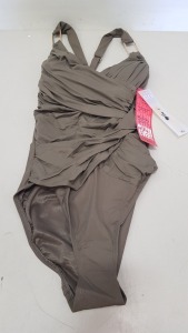 6 X BRAND NEW SPANX PEWTER DRAPED ONE PIECE SWIMSUITS SIZE 6 RRP $198.00 (TOTAL RRP $1188.00)