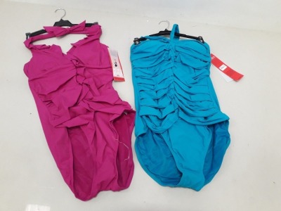 8 PIECE MIXED SPANX LOT CONTAINING 4 X BERRY HALTER ONE PIECE SWIMSUIT SIZE 12 RRP $188.00 AND 4 X AQUAMARINE ONE PIECE SWIMSUITS SIZE 14