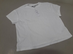 62 X BRAND NEW TOPSHOP WHITE T SHIRTS SIZE LARGE AND SMALL RRP £10.00 (TOTAL RRP £620.00)