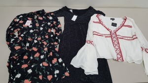 40 PIECE MIXED CLOTHING LOT CONTAINING MISS SELFRIDGE FLOWER DETAILED DRESS, TOPSHOP WOMAN'S TOP, DOROTHY PERKINS SPARKLED DRESS, ETC