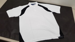 50 X BRAND NEW PAPINI WHITE/BLACK POLO SHIRTS IN SIZE M