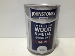 25 X BRAND NEW JOHNSTONE INTERIOR WOOD AND METAL QUICK DRY SATIN BRILLIANT WHITE 1.25L