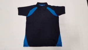 50 X BRAND NEW PAPINI NAVY/CYAN POLO SHIRTS IN SIZE XS