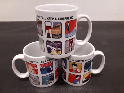 500 + BRAND NEW MUGS TO INCLUDE HOW TO .. KEEP A GIRLFRIEND / HOW TO ... BE A DOMESTIC GOD AND HOW TO .. BE A BETTER MAN - COMES IN 14 BOXES