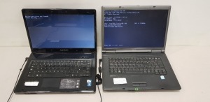 1 X FUJITSU LAPTOP AND ADVENT LAPTOP WITH CHARGERS - ADVENT 3001, FUJITSU V5535 (NO O/S)