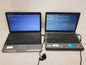 2 X HP LAPTOPS WITH CHARGERS - 655 AND 2000 (NO O/S)