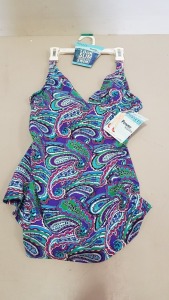 5 X BRAND NEW SPANX PAISLEY DOT CRISS CROSS TANKINIS SIZE MEDIUM RRP $34.99 (TOTAL RRP $174.95)