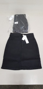 20 X BRAND NEW TOPSHOP BLACK DENIM SKIRTS UK SIZE 6 RRP £25.00 (TOTAL RRP £500.00)