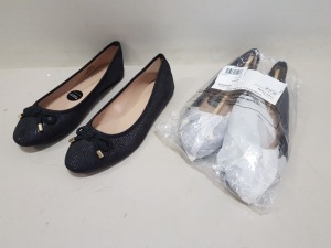 20 X BRAND NEW DOROTHY PERKINS CORE FLATS BLACK SHOES UK SIZE 7