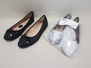 14 X BRAND NEW DOROTHY PERKINS CORE FLATS BLACK SHOES UK SIZE 6