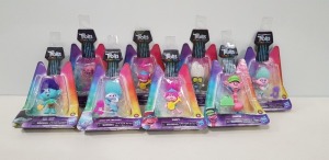 50 X BRAND NEW SETS OF 8 DREAMWORKS TROLLS WORLD TOUR DIFFERENT TROLL CHARACTERS TO INCLUDE COOPER , POPPY AND MERMAID ETC ( COMES IN 50 BOXES )