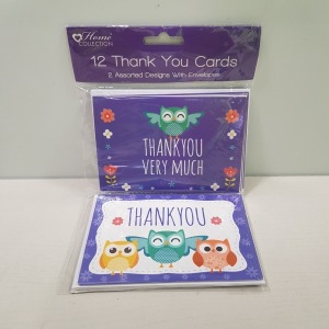 480 X PACKS OF 12 HOME COLLECTION THANK YOU CARDS ( 2 ASSORTED DESIGNS ) TO INCLUDE ENVELOPES ( COMES IN 20 BOXES )