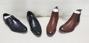 9 PIECE MIXED BURTON MENSWEAR LOT CONTAINING BROWN BOOTS AND BLACK SHOES IN VARIOUS SIZES