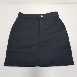 30 X BRAND NEW TOPSHOP BLACK DENIM SKIRTS IN SIZE UK 10 RRP-£25.00PP TOTAL RRP-£750.00