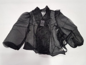 30 X BRAND NEW LOLA MAY CURVE ORGANZA WRAP BLOUSE IN BLACK UK 18