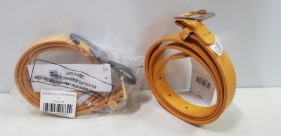 150 X BRAND NEW DOROTHY PERKINS MUSTARD BELTS SIZE MEDIUM RRP £5.00 (TOTAL RRP £750.00)