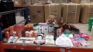 60 PC BRAND NEW MIXED LOT CONTAINING LOREAL DREAM LENGTH RESTORING SHAMPOO , WOMANS ANKLE SOCKS , PAMPERS WET WIPES , ALWAYS WOMANS PADS , BIC SHAVERS , MISSGUIDED SERIOUS CHILLS , ORAL B ELECTRIC TOOTHBRUSH ETC