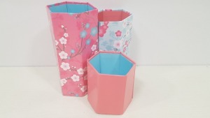 600 X PACK OF 24 FOLDABLE DESK TIDY IN CHERRY BLOSSOM WITH FLOWER DETAILING (50 BOXES)