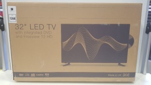 1 X BOXED 32'' LED TV WITH INTEGRATED DVD AND FREEVIEW T2 HD