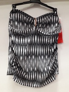 11 X BRAND NEW SPANX LOOP TANKINI IN ZIGZAG ZEBRA STYLE SIZE (10 ) - RRP $ 128.00 TOTAL RRP $ 1408.00 (NOTE: SOME BRASS COLOURED CLASPS MAY BE DISCOLOURED SLIGHTLY)