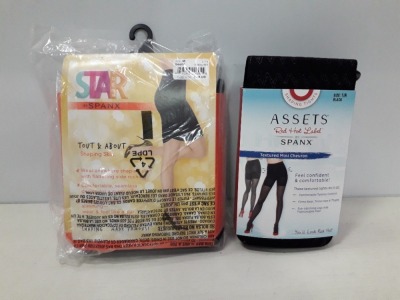 30 PIECE MIXED LOT CONTAINING 20 X SPANX TOUT AND ABOUT SHAPING SKIRT ALL IN BLACK SIZE ( M ) RRP $ 48.00 NTPOTAL RRP $ 960 AND 10 X PACKS OF 2 BRAND NEW SPANX TEXTURED MINI CHEVRON IN ALL BLACK IN SIZE ( 1A) RRP $ 22 TOTAL RRP $ 220 TOTAL LOT RRP