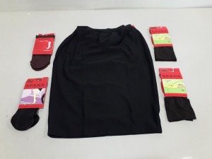 50 X MIXED SPANX LOT CONTAINING LARGE SHAPING SKIRT , BITTERSWEET TROUSER SOCKS , TOPLESS TROUSERS SOCKS IN VARIOUS COLOURS AND SIZES ETC