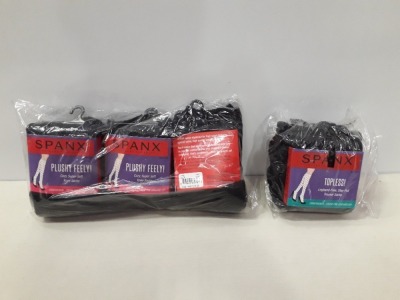 8 X PACKS OF 3 BRAND NEW SPANX PLUSHY FEELY SUPER SOFT SOCKS RRP $ 18.00 TOTAL RRP $ 144 AND 16 X BRAND NEW SPANX TOPLESS TROUSER SOCKS IN ALL BLACK RRP $ 15 TOTAL RRP $ 240 TOTAL LOT RRP $ 384.00