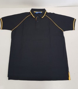 74 X BRAND NEW PAPINI POLO SHIRTS IN BLACK / GOLD IN SIZE XS AND S