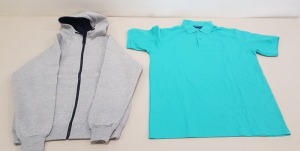 56 X BRAND NEW PAPINI POLO SHIRTS IN MINT AND HOODED JACKETS IN GREY MARL SIZE MEDIUM AND XS