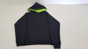 20 X BRAND NEW KIDS PAPINI HOODED SWEATSHIRTS IN BLACK / LIME SIZE 11-12 YEARS