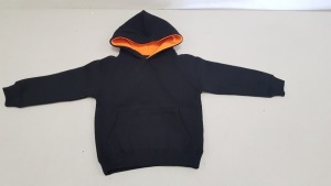 20 X BRAND NEW PAPINI HOODED SWEATSHIRTS IN BLACK / ORANGE SIZE 5-6 YEARS