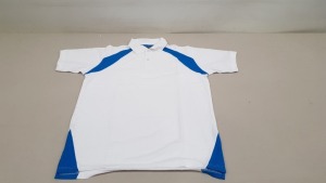 50 X BRAND NEW PAPINI POLO SHIRTS IN WHITE / CYAN SIZE MEDIUM