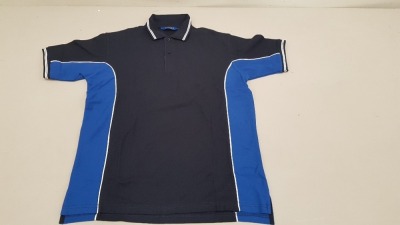 68 X BRAND NEW PAPINI POLO SHIRTS IN BLACK / BLUE SIZE MEDIUM AND XL