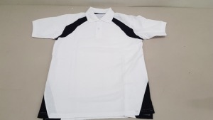 47 X BRAND NEW PAPINI POLO SHIRTS IN WHITE / BLACK SIZE SMALL, LARGE, XL AND 3XL